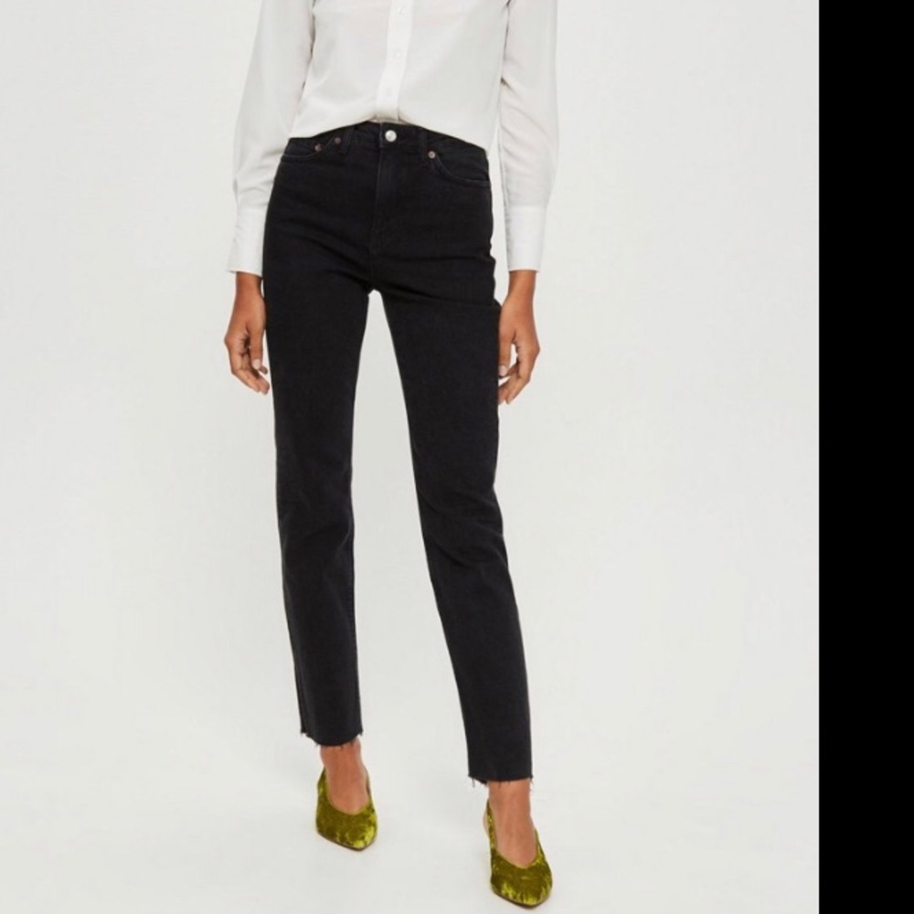 Topshop Black straight jeans moto 25/32